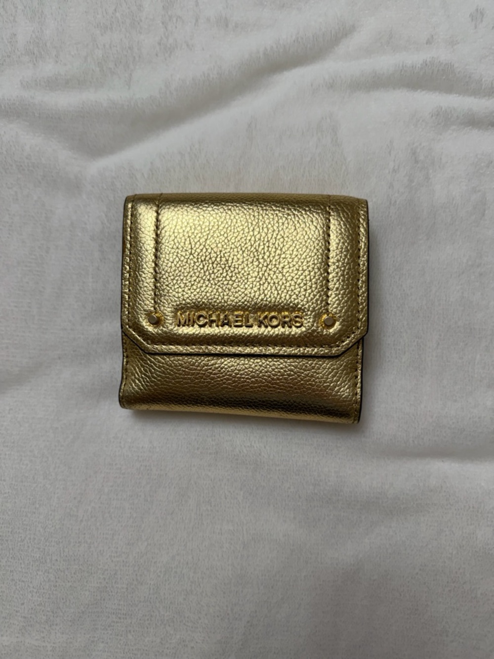 Michael Kors Gold Pebbled Leather Trifold Wallet